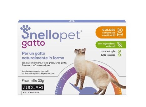 Snellopet gatto - integratore alimentare per l'equilibrio del peso del gatto - Zuccari - 30 compresse masticabili